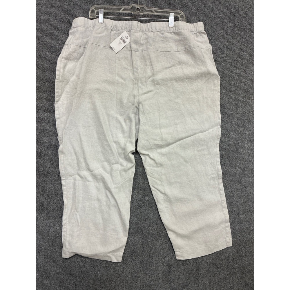 Pure Jill J.Jill Women 2X Linen Pants Marble Grey Cropped Drawstring New 241564 - Picture 4 of 5